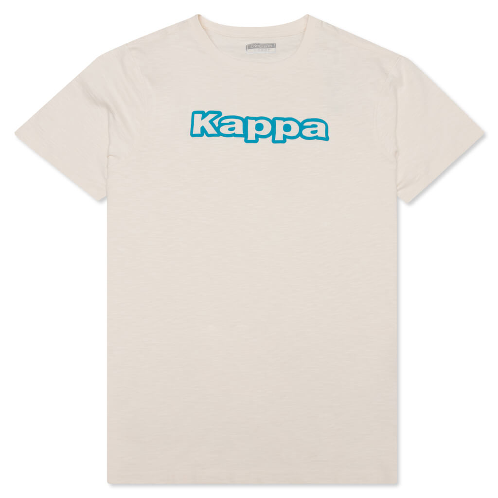 Logo Tape Cabal T-Shirt - White Cream/Blue Turkis