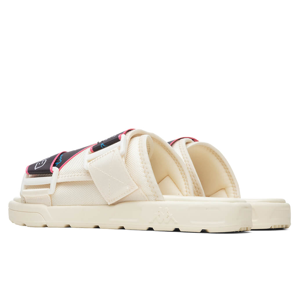 Logo Tape Kalpi Sandals - Cream/Blue Turkis