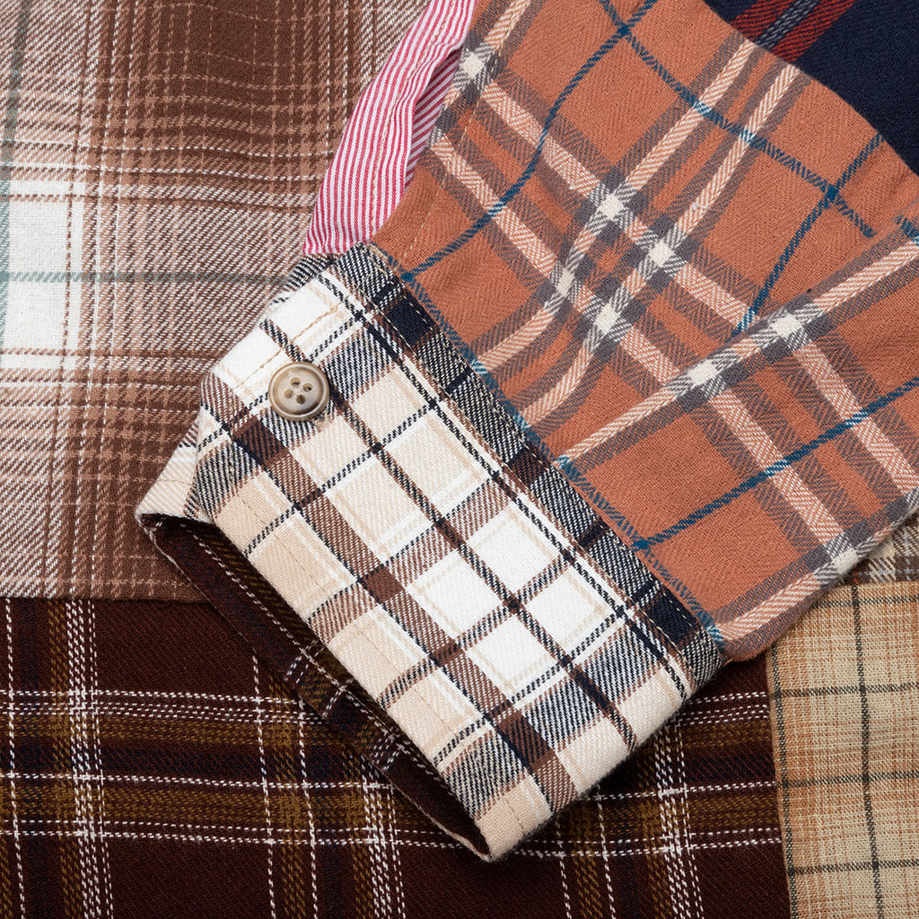 Work Face Checked Cotton Shirt - Beige