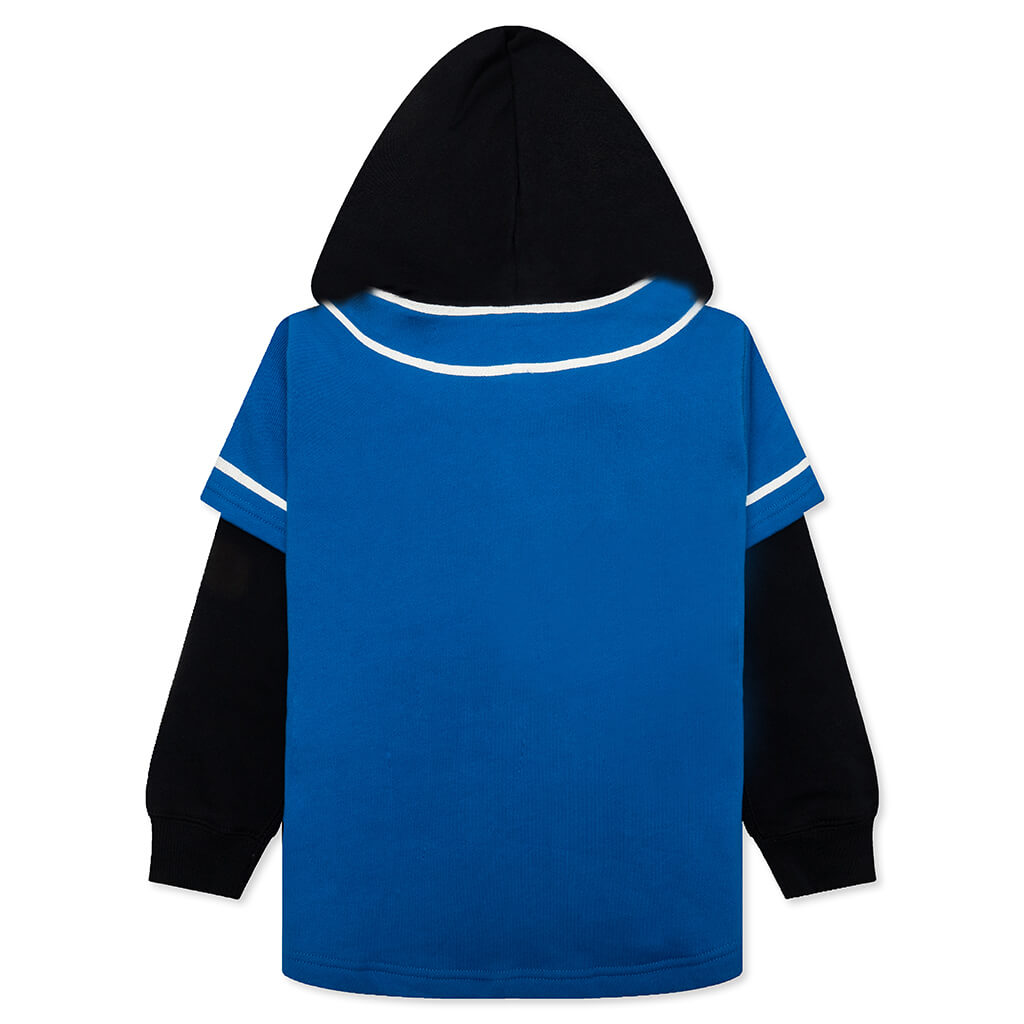 Kid's Bape Logo Layered Baseball Sweatshirt - Blue