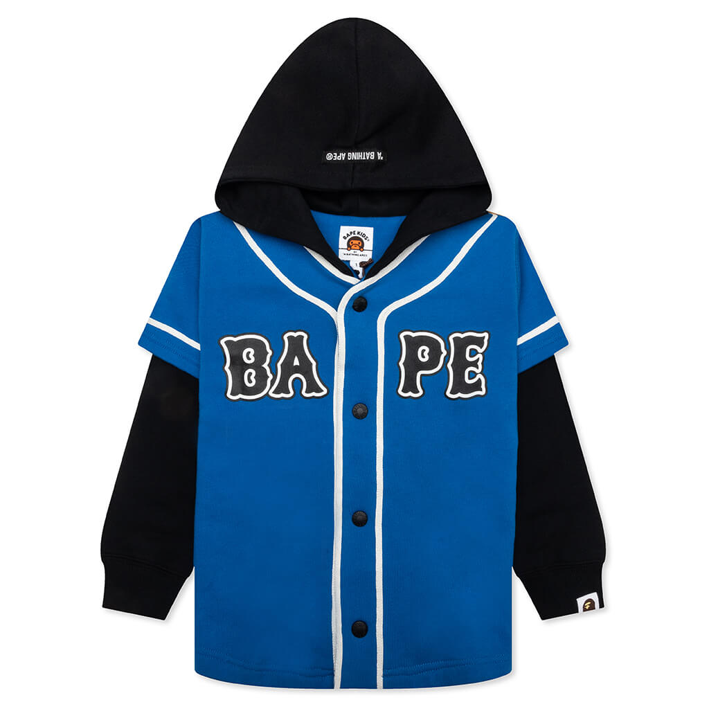 Kid's Bape Logo Layered Baseball Sweatshirt - Blue