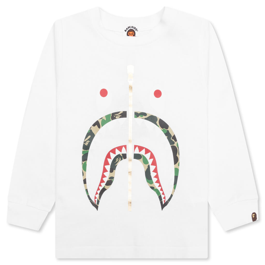 Kid's ABC Camo Shark L/S Tee - White/Green