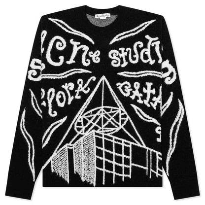 Jacquard Logo Jumper Sweater - Black/Ecru
