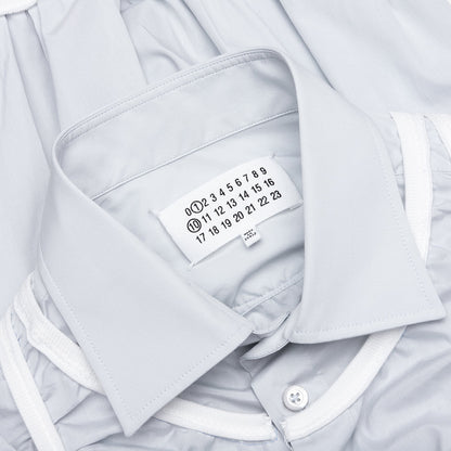Loose Fit Button Shirt with White Accents - Light Blue