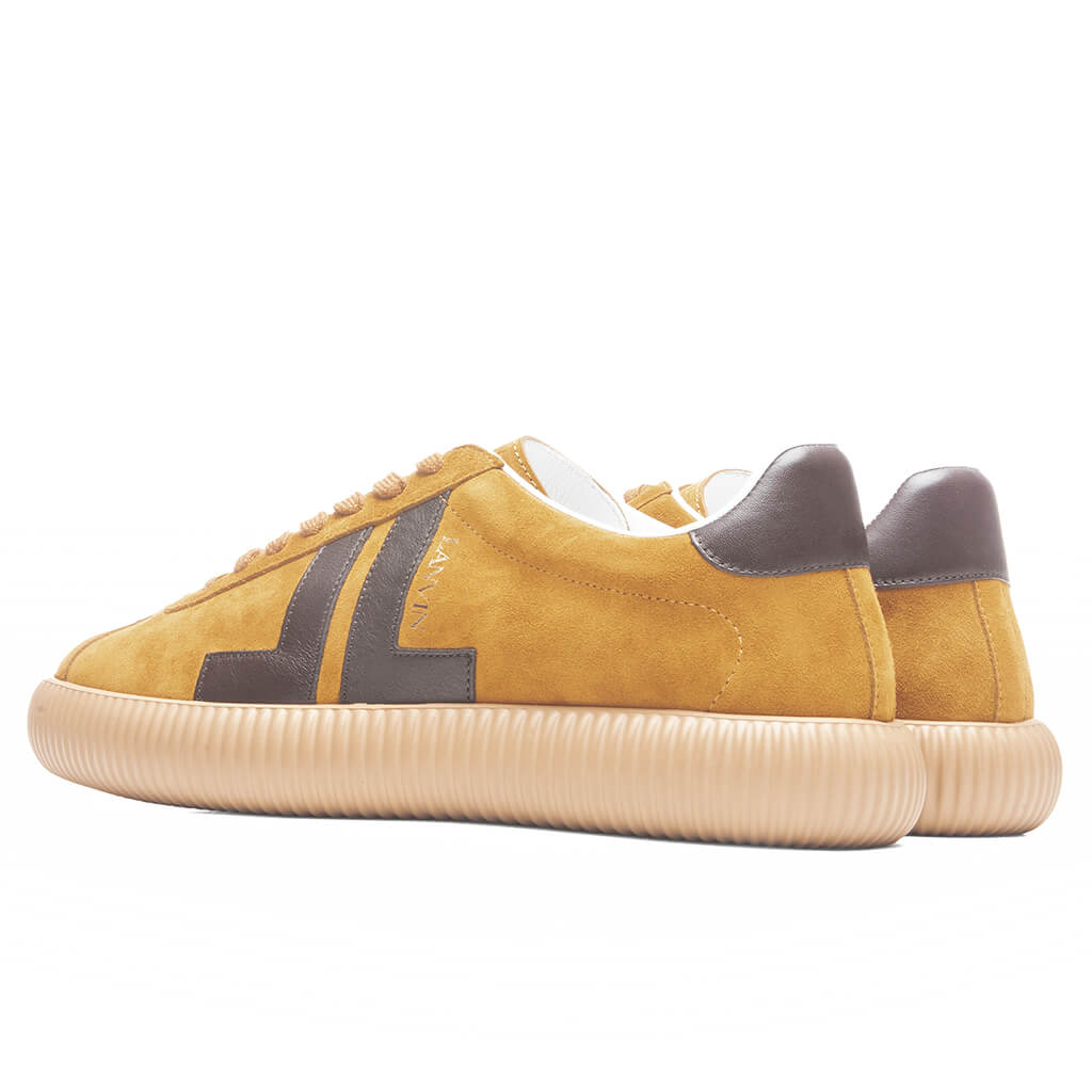 Glen Leather & Suede Low Top Sneaker  - Mustard