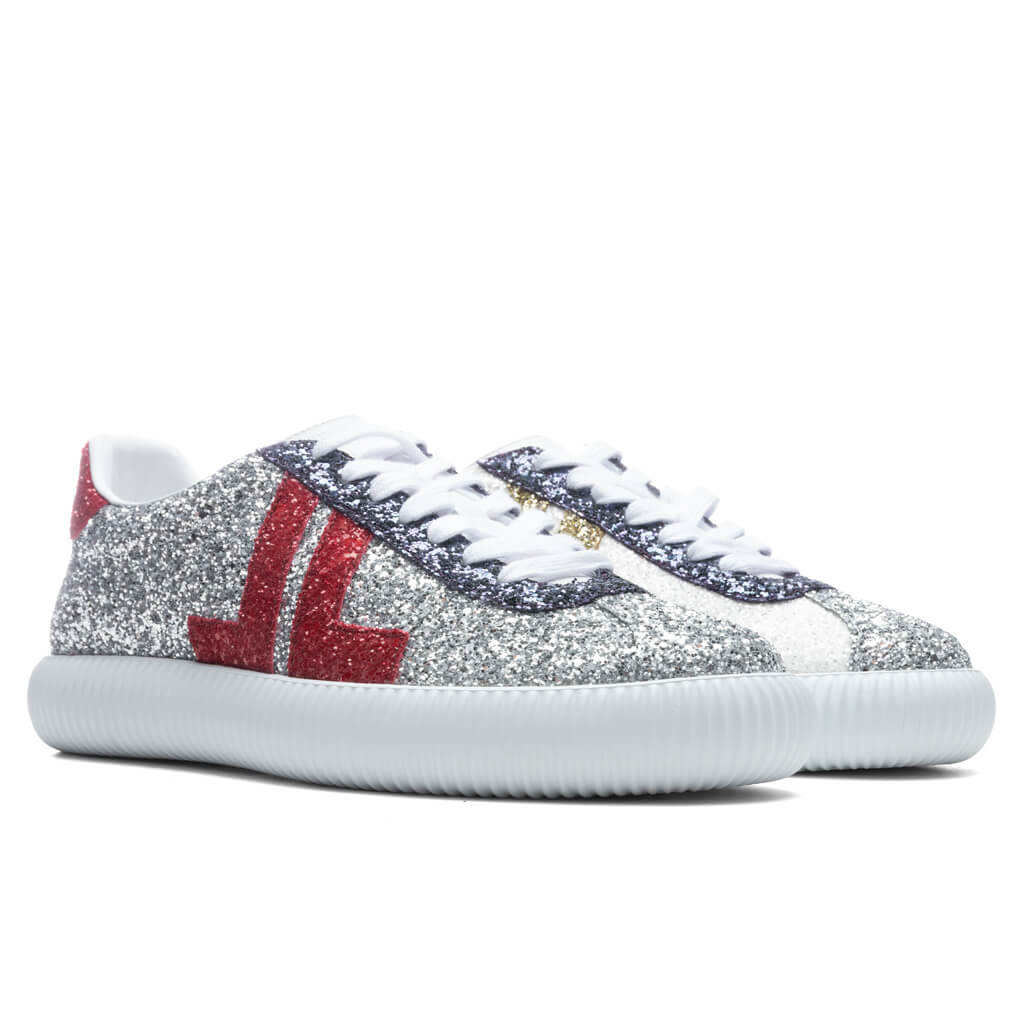 Glen Low Top Sneakers - Silver/Red
