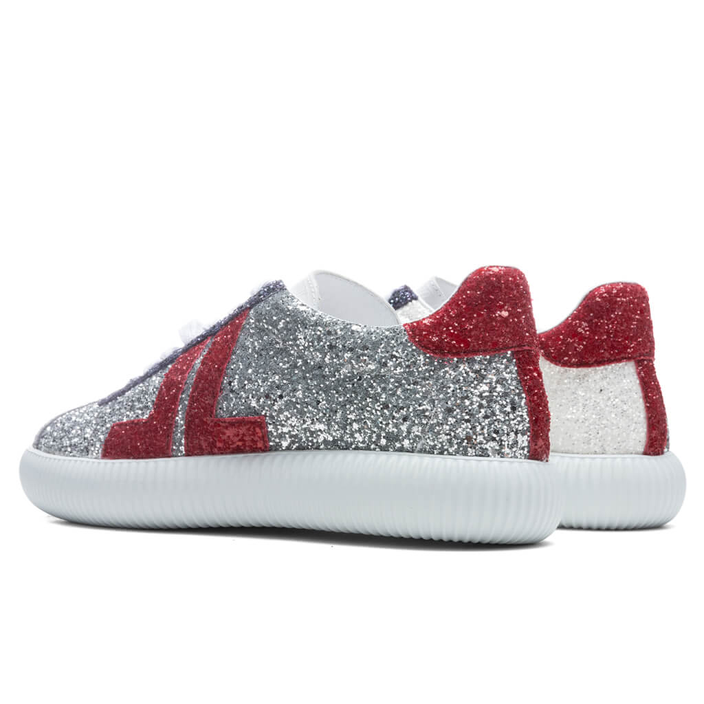 Glen Low Top Sneakers - Silver/Red