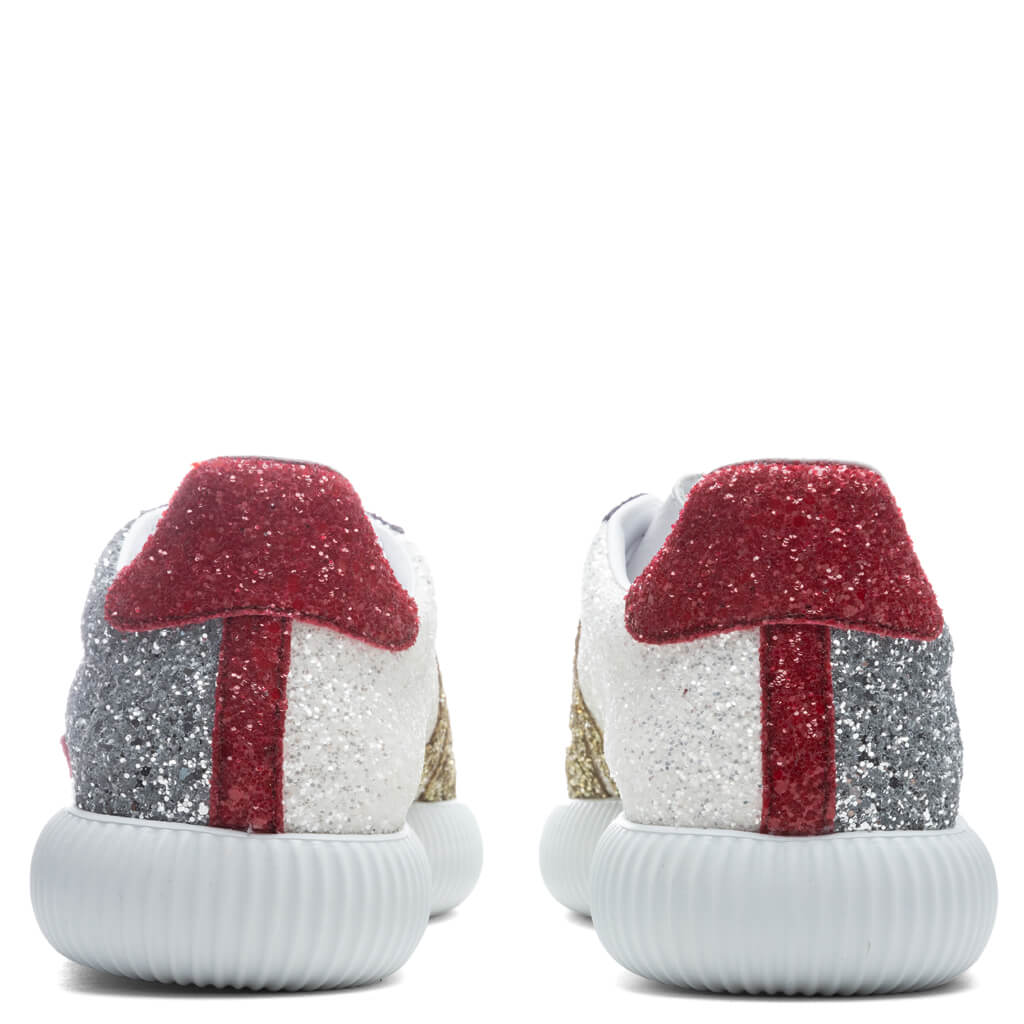 Glen Low Top Sneakers - Silver/Red