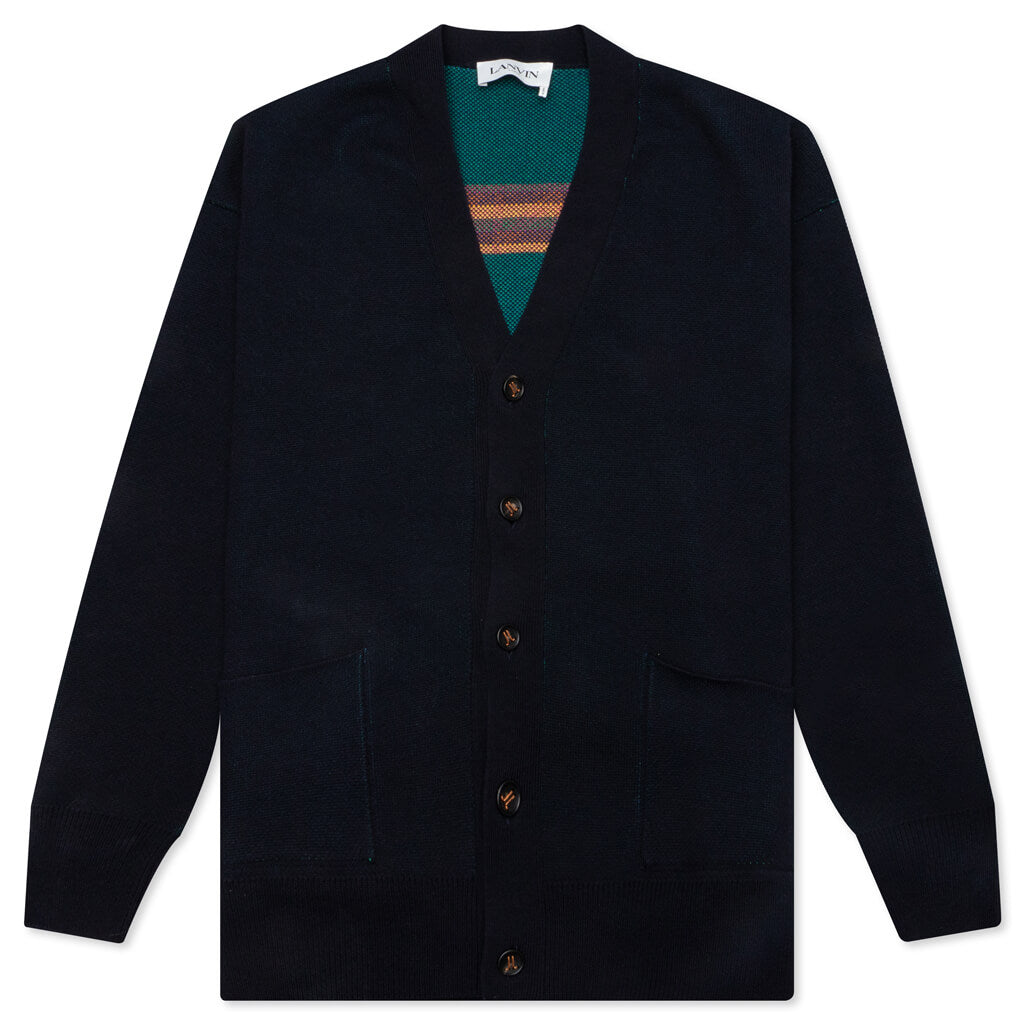 Jacquard Cardigan - Midnight Blue