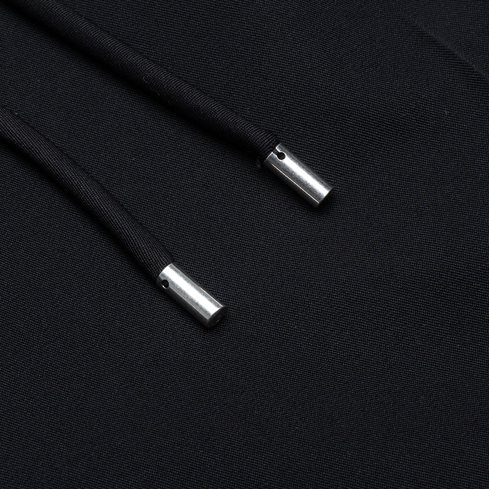 Straight Fluid Pants w/ Drawstrings - Black