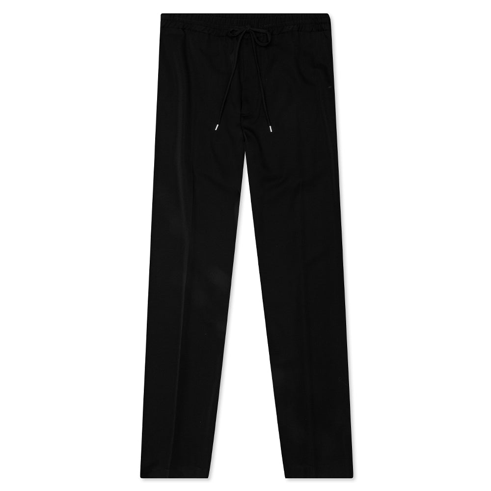 Straight Fluid Pants w/ Drawstrings - Black