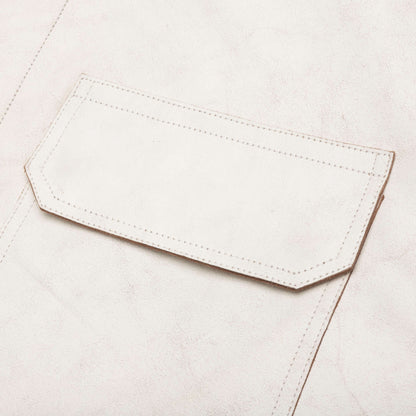 Leather Cargo Shirt Jacket - Cracked/White