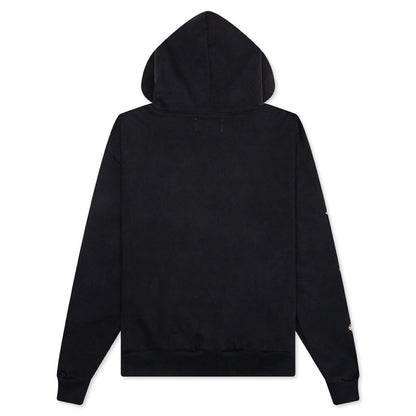 Leather Studded Logo Hoodie - Black