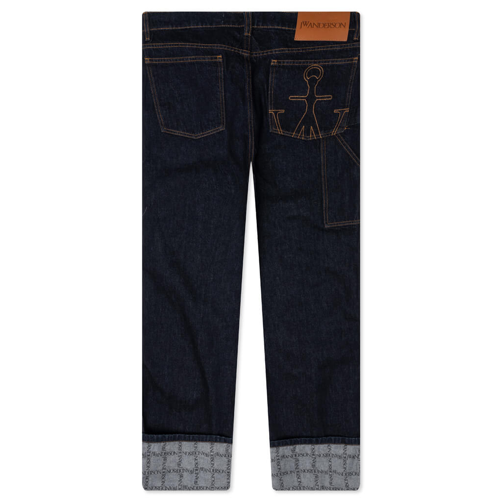 Logo Grid Turn up Workwear Jeans