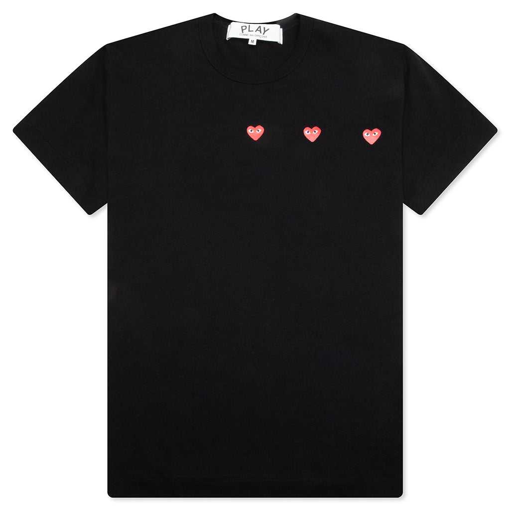 Multi Red Heart Logo Print T-Shirt - Black