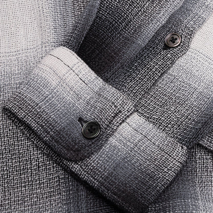 Loose Weave Plaid Shirt - Grey