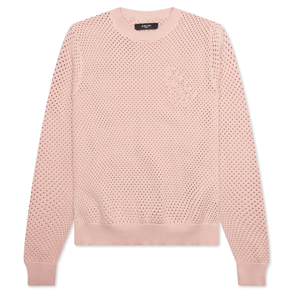 MA Swirl Crochet Crewneck - Blush