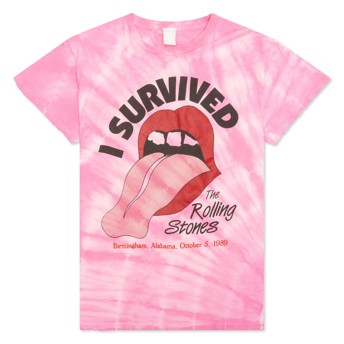 I Survived The Rolling Stones Crew Tee - Pink Tie Dye