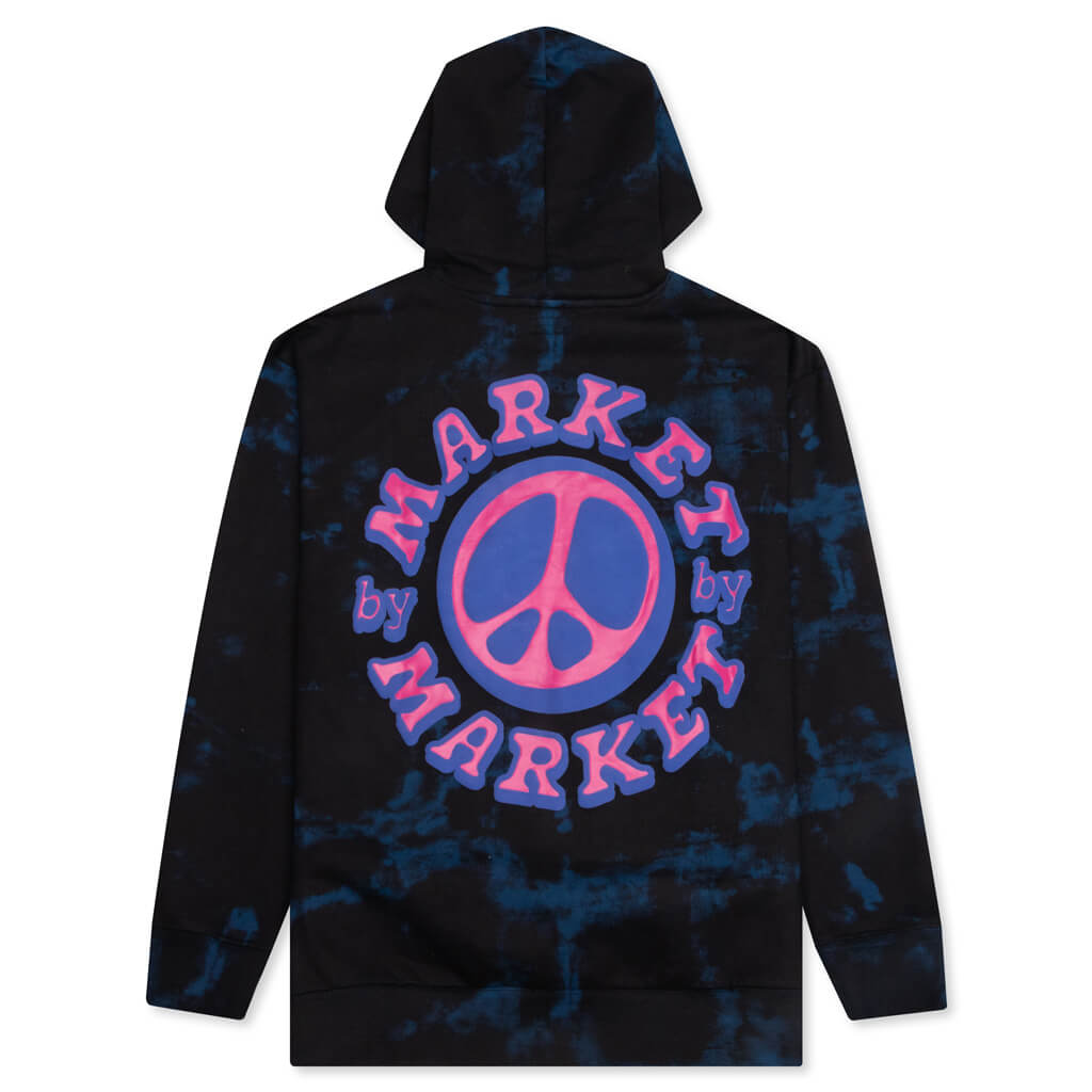 Cali Peace Hoodie - Navy Smoke Tie Dye