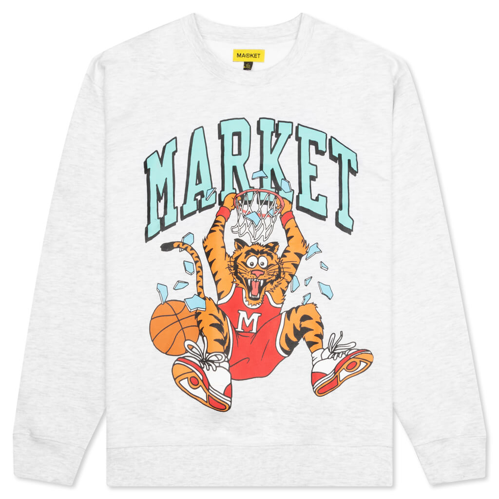 Dunking Cat Crewneck Sweatshirt - Ash