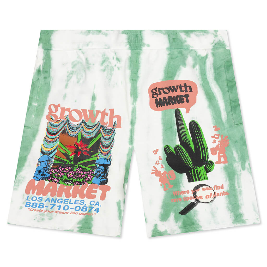 Growth Green Stripe Tie-Dye Sweatshorts - Green 