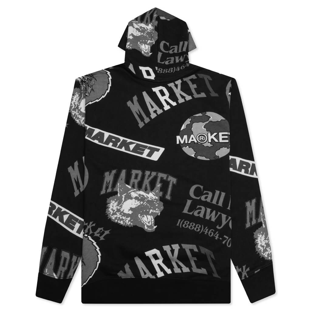 Monogram Grayscale Hoodie - Black