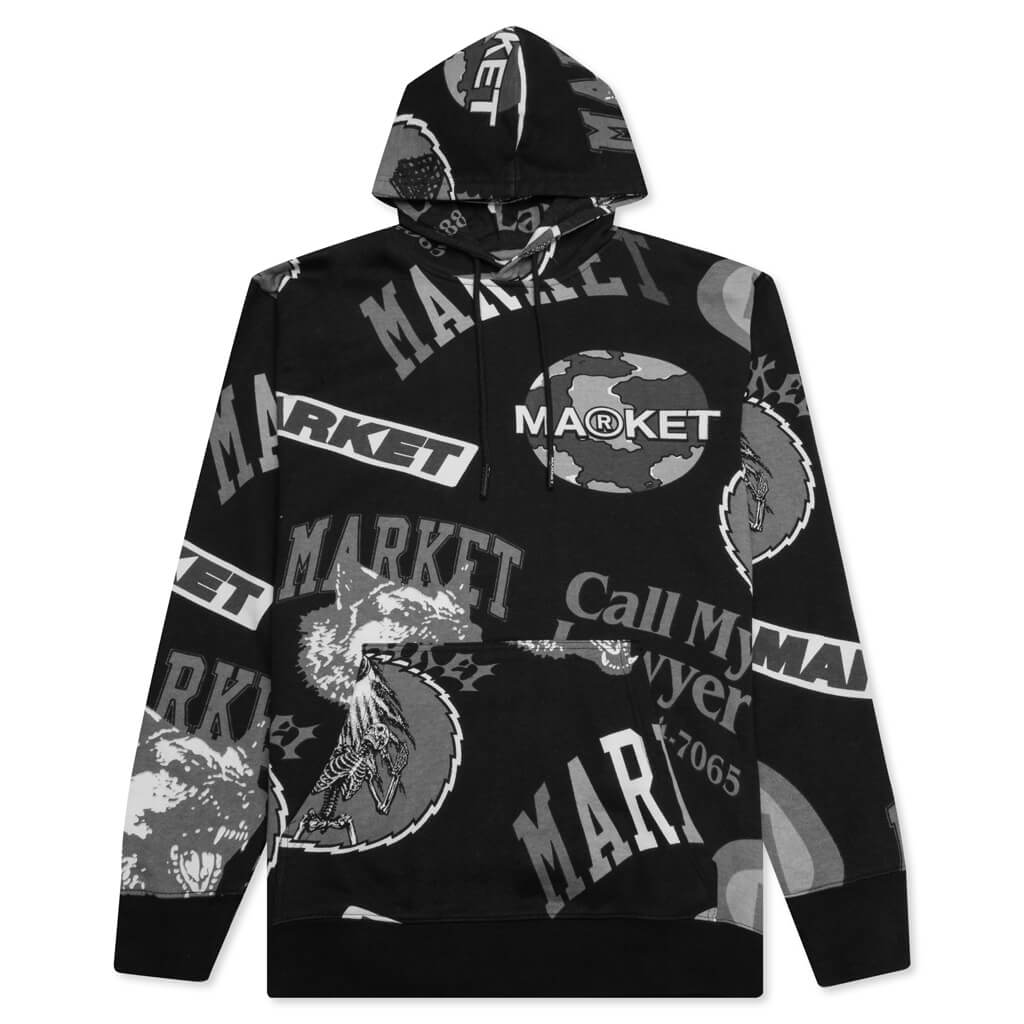 Monogram Grayscale Hoodie - Black