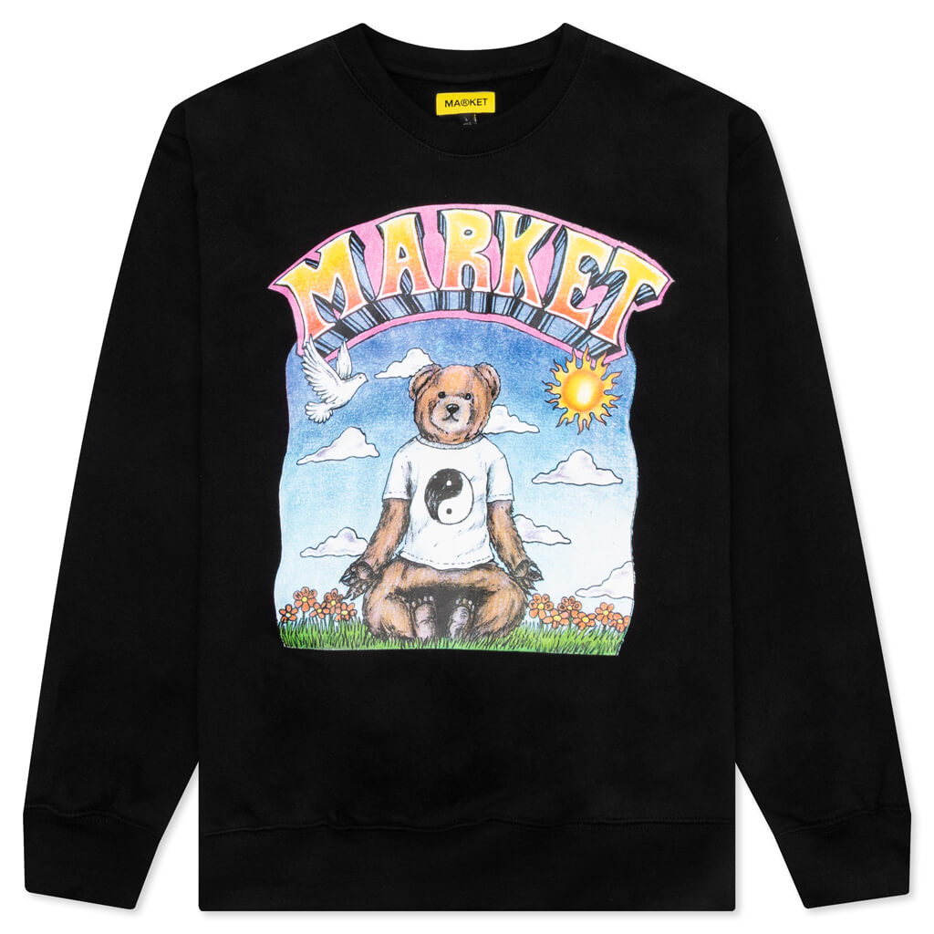 Namaste Bear Day and Night Crewneck Sweatshirt - Black
