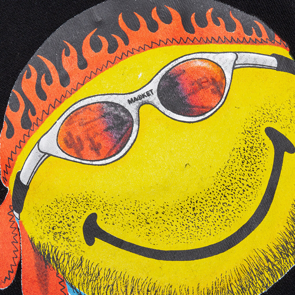 Smiley Don't Happy, Be Worry Sweatshorts - Black