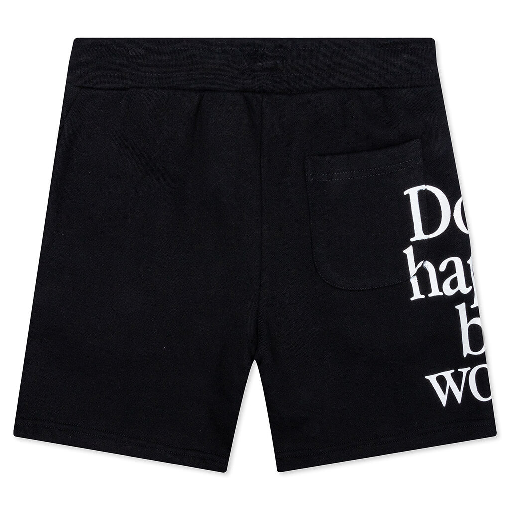 Smiley Don't Happy, Be Worry Sweatshorts - Black