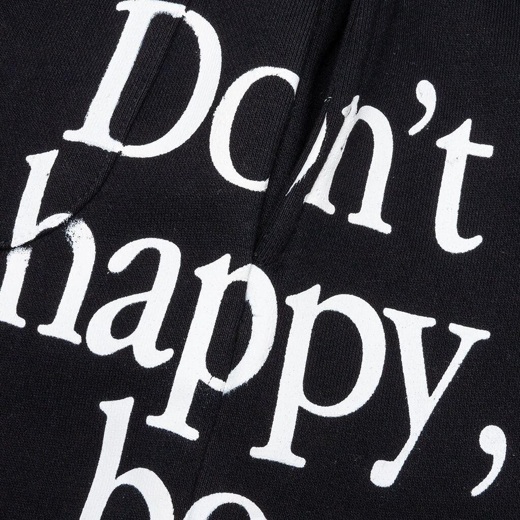 Smiley Don't Happy, Be Worry Sweatshorts - Black