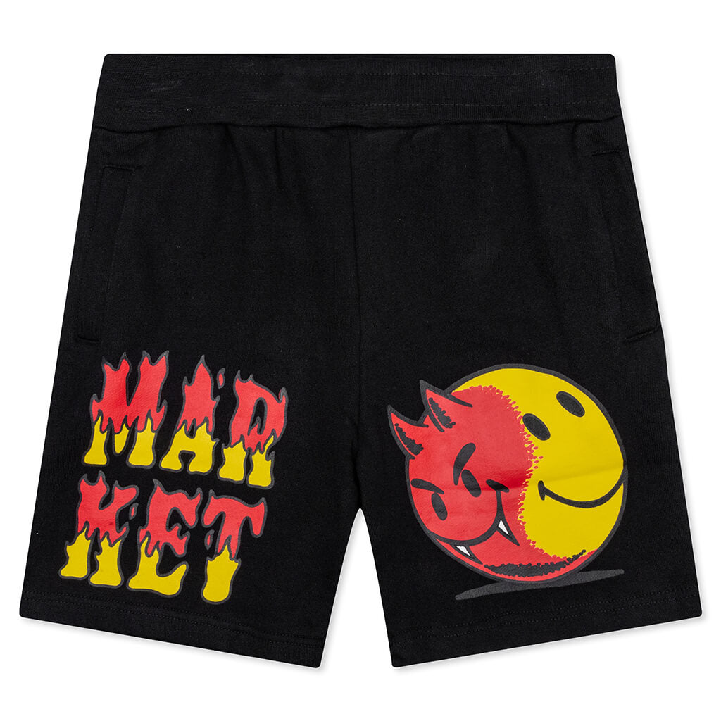 Smiley Good And Evil Sweatshorts - Black
