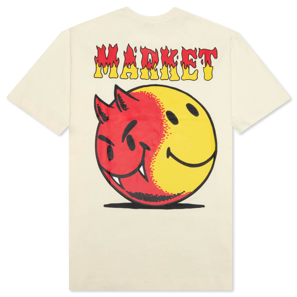 Smiley Good and Evil Tee - Cream
