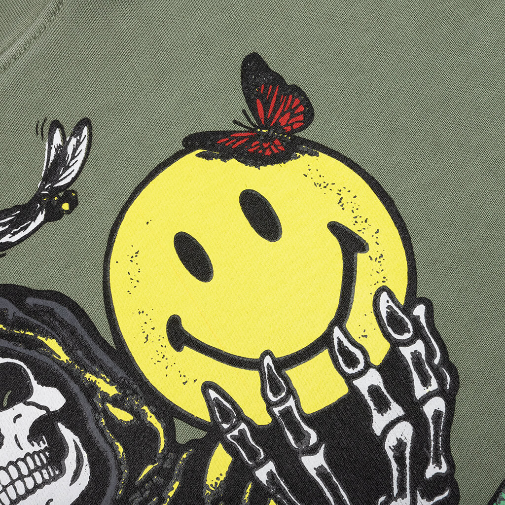 Smiley Look At The Bright Side Hoodie - Sage Green
