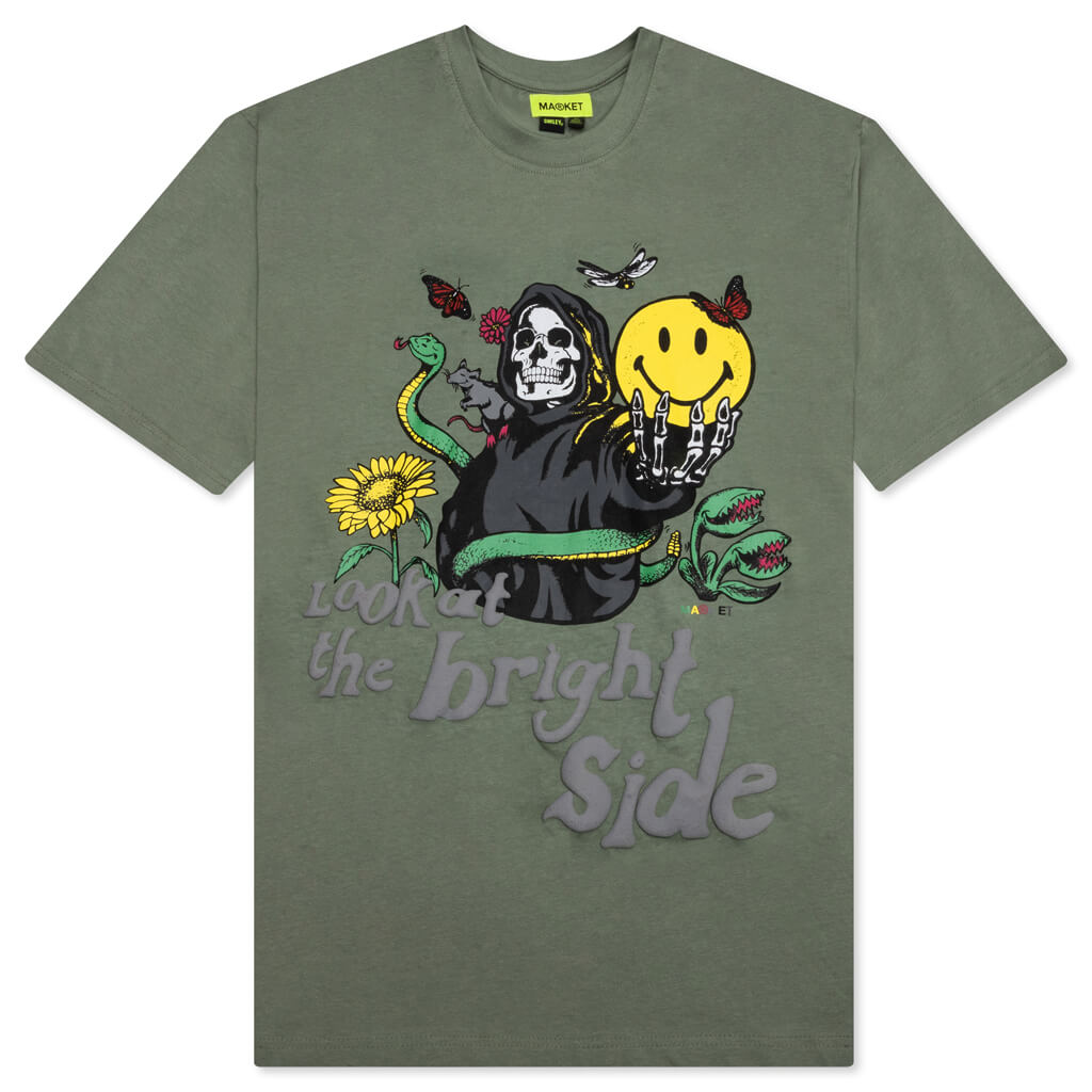 Smiley Look At The Bright Side Tee - Sage Green