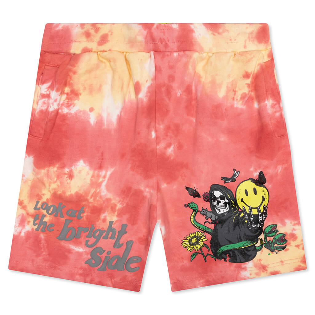Smiley Look At The Bright Side Tie-Dye Sweatshorts -Pink