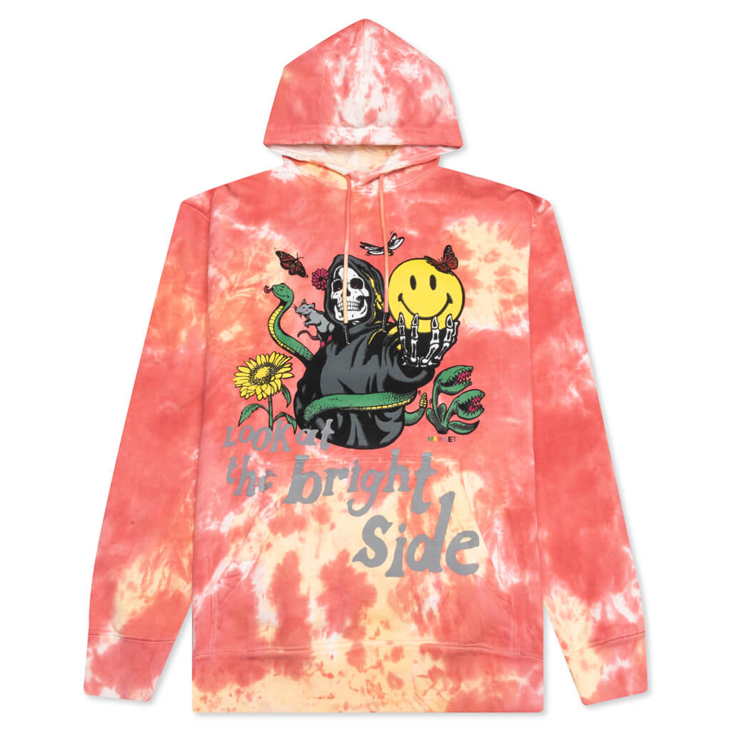 Smiley Look At The Bright Side Tie-Dye Hoodie - Pink