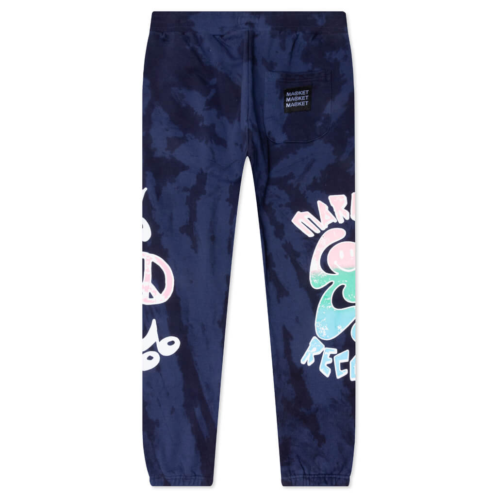 Smiley Records Angel Sigh Sweatpants - Navy Tie-Dye