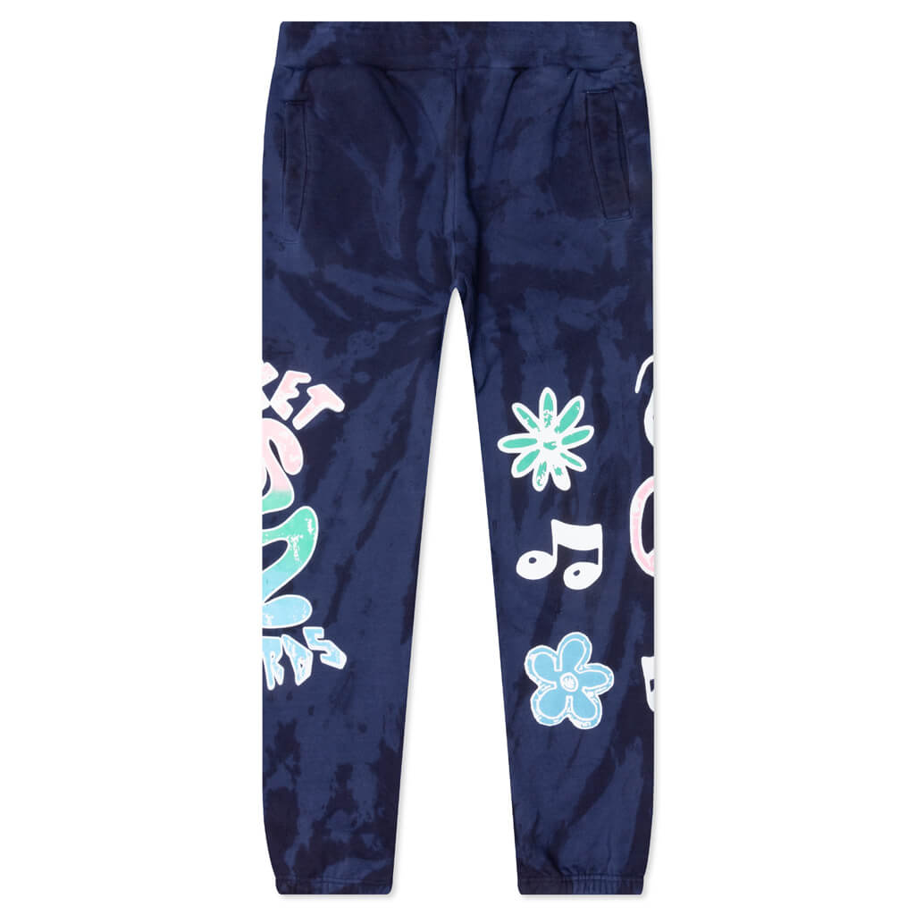 Smiley Records Angel Sigh Sweatpants - Navy Tie-Dye