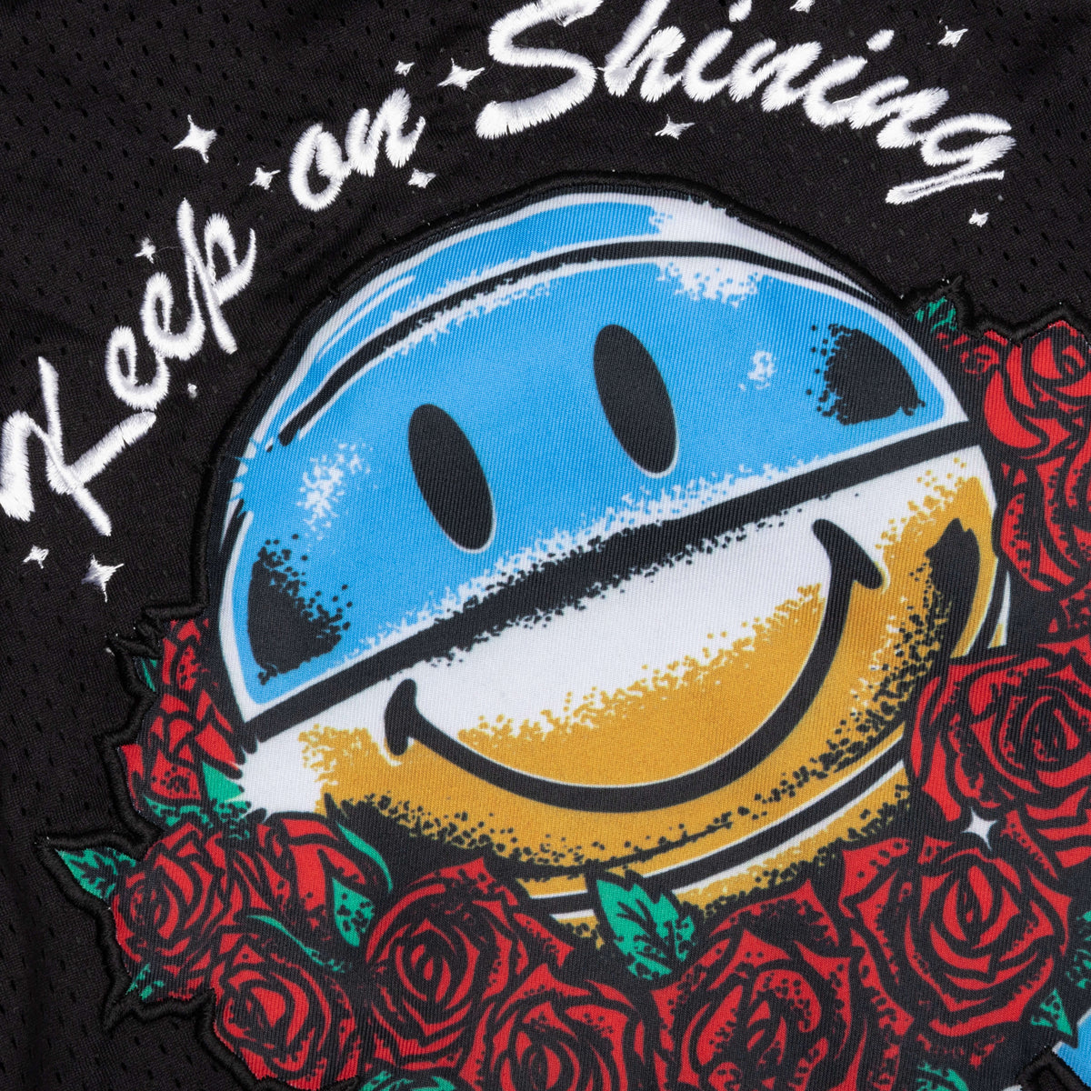 Smiley Shinning Mesh Shorts - Black