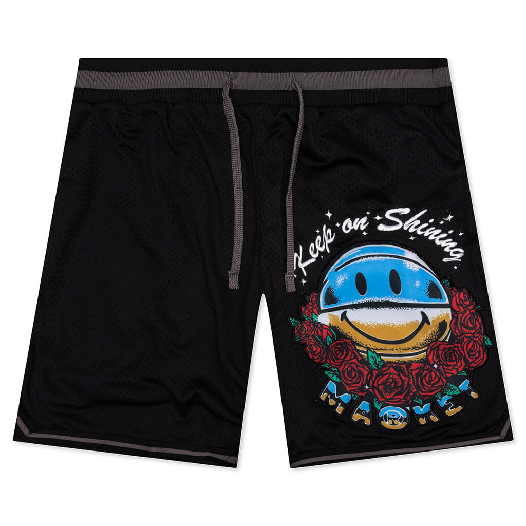 Smiley Shinning Mesh Shorts - Black