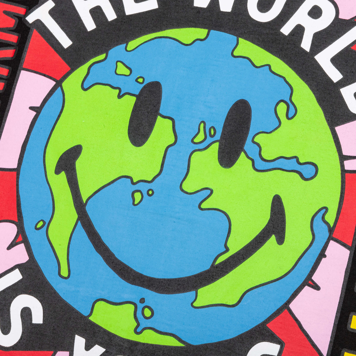 Smiley Peace and Harmony World T-Shirt - Black