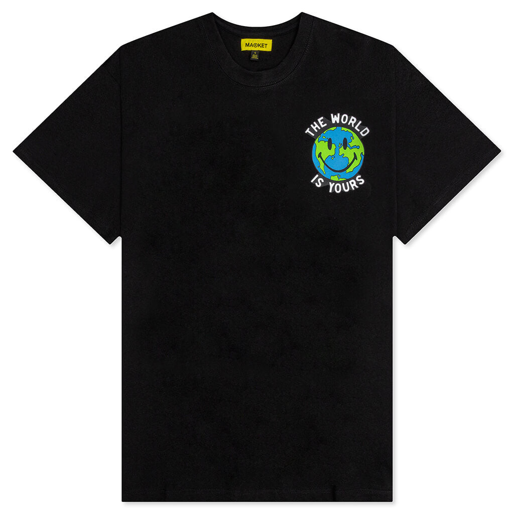 Smiley Peace and Harmony World T-Shirt - Black