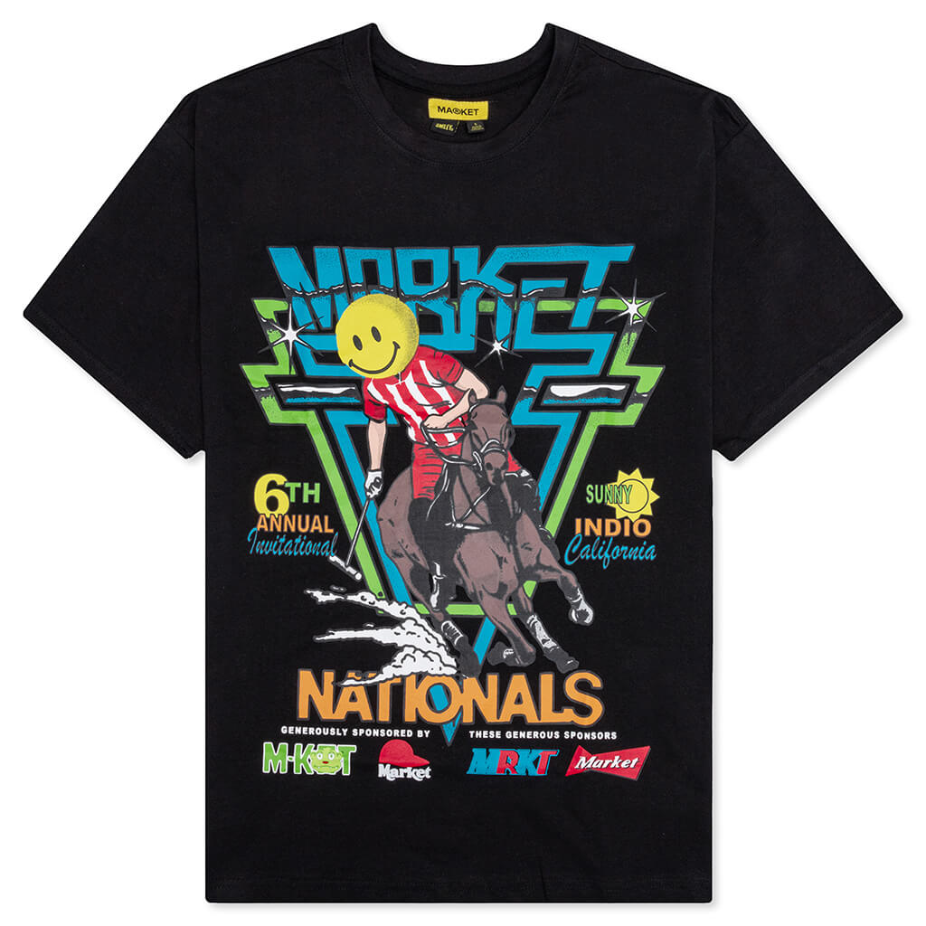 Smiley Polo Horserace Tee - Black