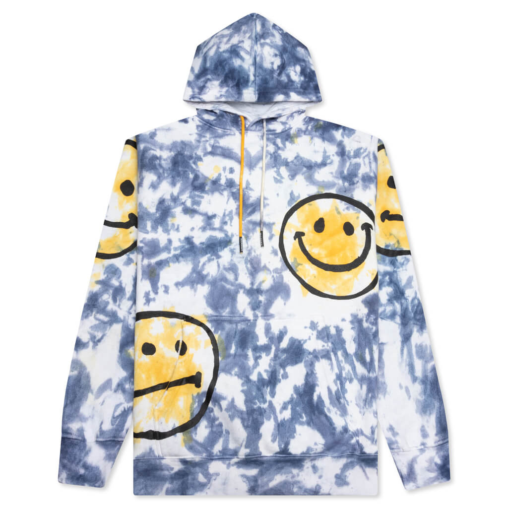 Smiley Sun Dye Hoodie - Yellow/Blue