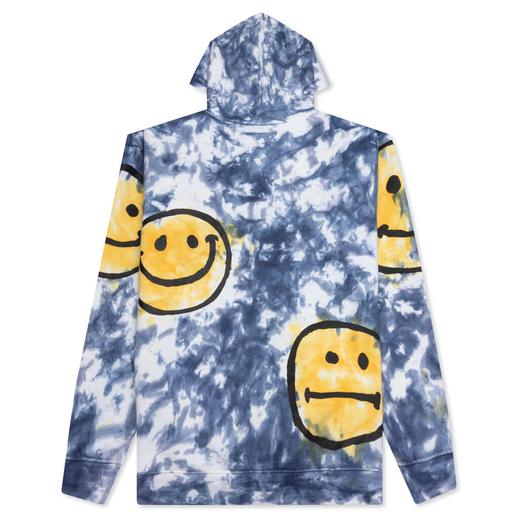 Smiley Sun Dye Hoodie - Yellow/Blue