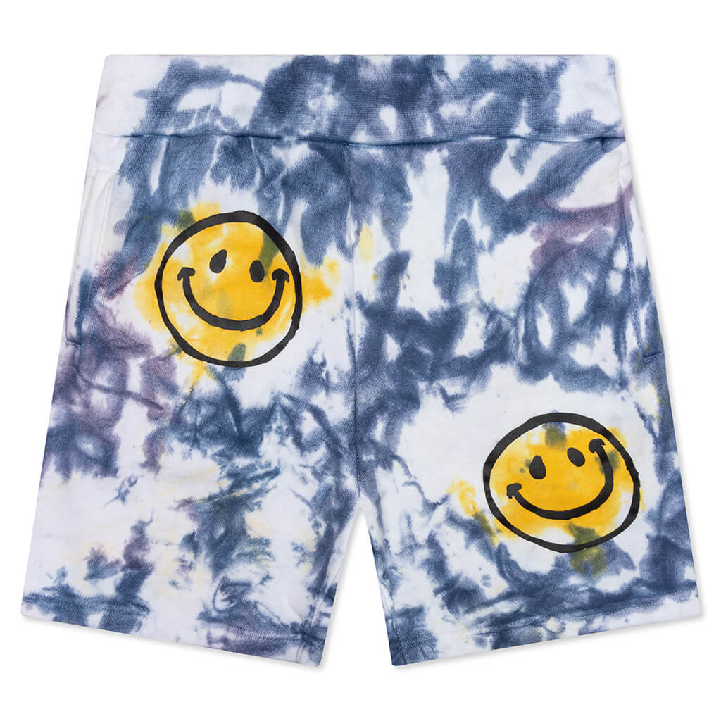 Smiley Sun Dye Sweatshorts - Yellow/Blue