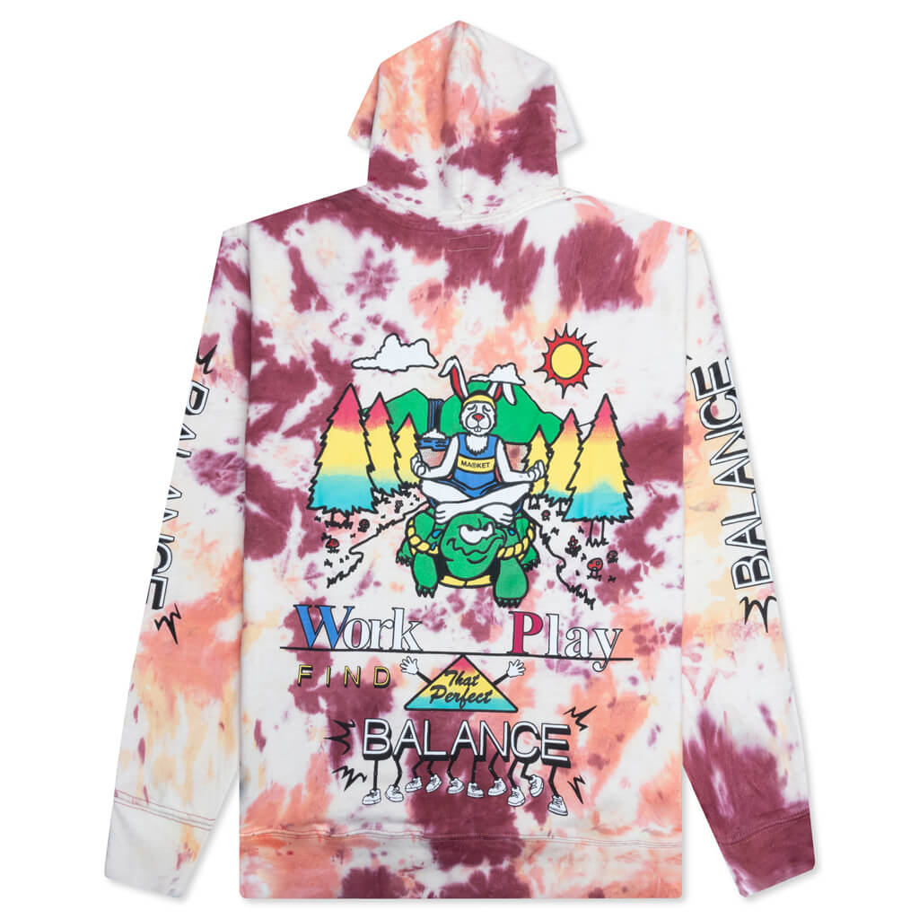 Work Life Balance Fire Tie-Dye Hoodie - Red/White
