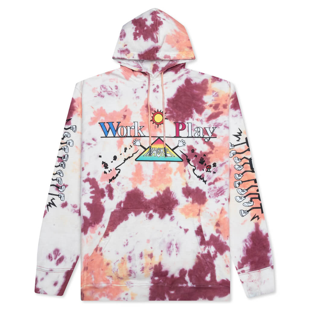 Work Life Balance Fire Tie-Dye Hoodie - Red/White