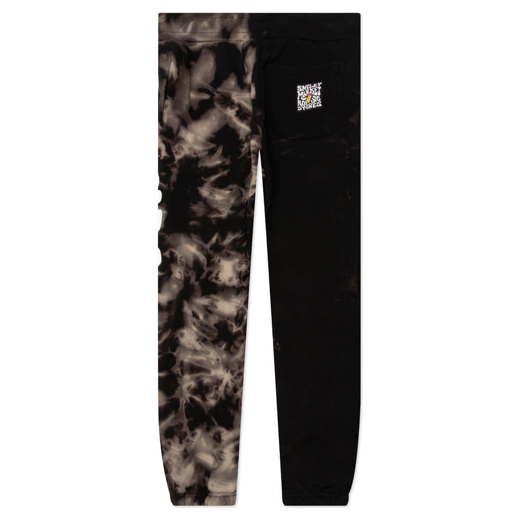 Smiley Rolling Stones Tie-Dye Sweatpants - Black Tie-Dye